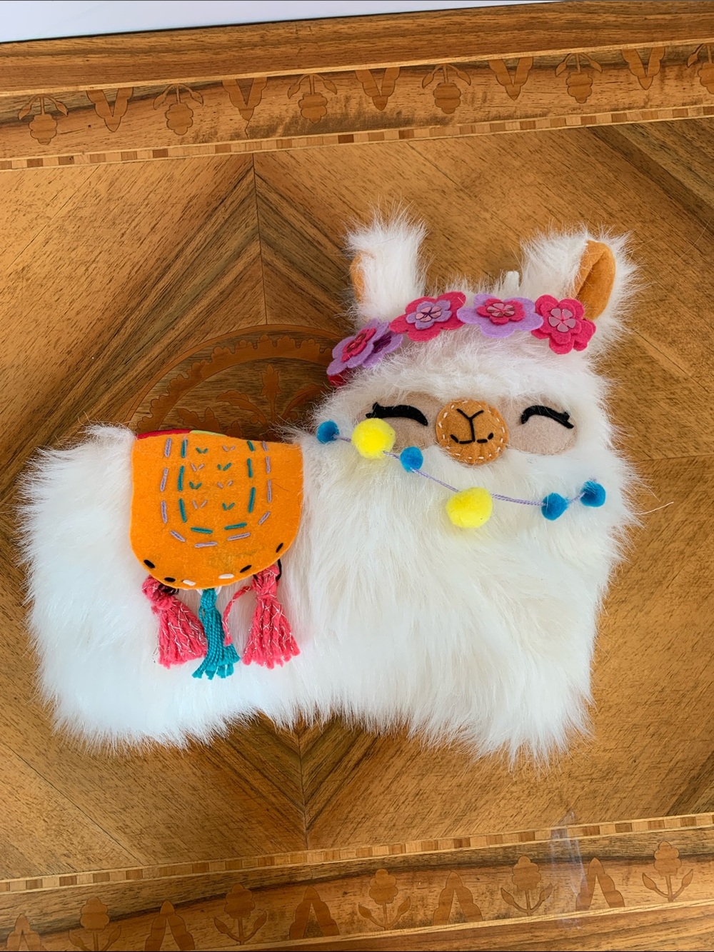 Love, Fire Fluffy White 3D Llama Whimsical Decorative Pillow maximalist Decor